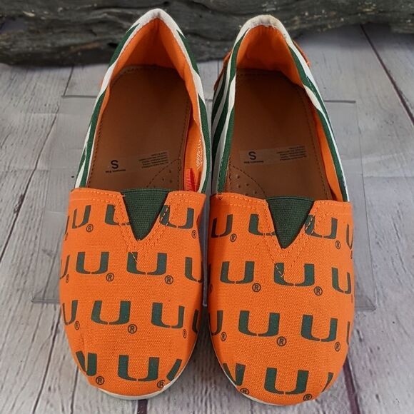 University of Miami Hurricanes Women's Striped Canvas Shoe - Picture 3 of 13